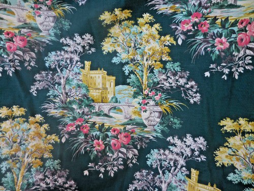 Pair vtg barkcloth drapes - 2,