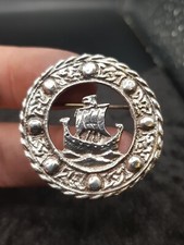 1958 Scottish British Vintage Sterling Silver Norse Viking Ship Brooch