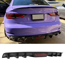 For Audi A3 A4 A5 A6 Gloss Rear Bumper Diffuser Spoiler Splitter Fin w/Reflector