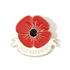 POPP.Y Red And White Poppie Flower United Kingdom Enamel Pin Badge