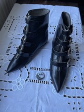 Goth Pikes Unworn Winklepicker Flat Heel Ankle Boots  Size 4