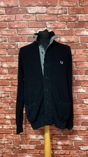Fred Perry  Cardigan Cotton Black with Gingham Placket