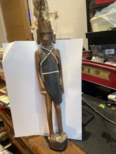 Large 15 Inch’s Wooden Ethnic Native Wooden Man Figure Hand Carved