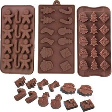3pcs Christmas Santa Xmas Tree Snowman Gingerbread Man Silicone Chocolate Moulds