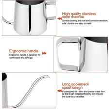 Stainless Steel Drip Coffee Pot Long Gooseneck Spout Kettle Cup Tea Tool (Silver