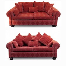 Superb Pair Ralph Lauren Jamaica 2 Seater Club sofas Checkered Red Fabric Del ?