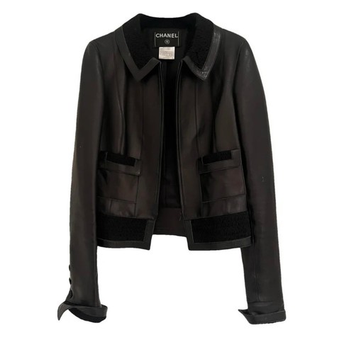 Vintage chanel leather jacket - chanel,
