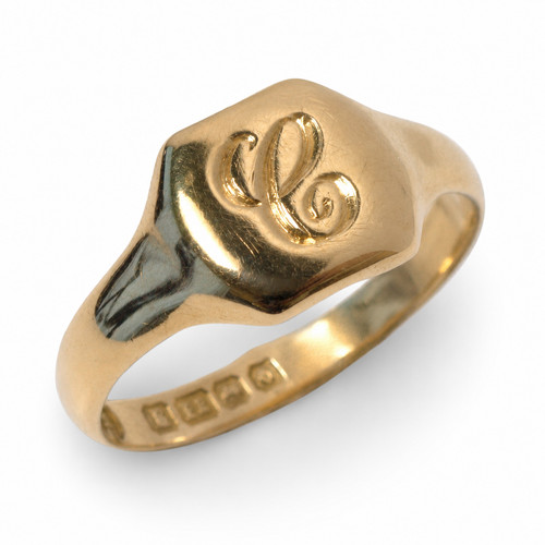 Vintage 18ct gold signet ring - gold,