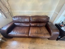 2 Matching Brown Leather Settees   2 and 3 seaters.
