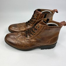 Rieker Mens Brown Leather Brogue Desert Ankle Boots UK 10.5 Casual Lace-Up