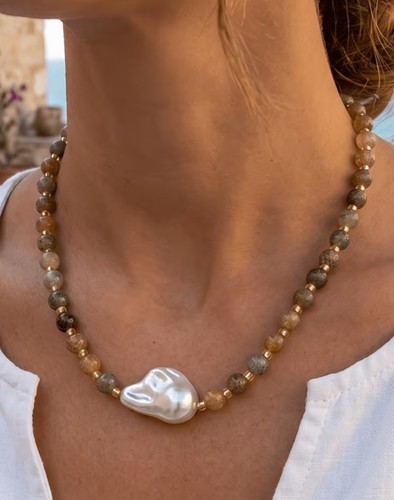 Bohemian khaki glass beaded - bohemian,