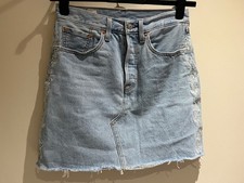 Levis Skirt Size 8 Blue Denim Embroidered Mid Rise Mini Casual