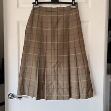 Vintage Burberrys London Midi Skirt Women's 12L Brown Plaid Wool Nova Check