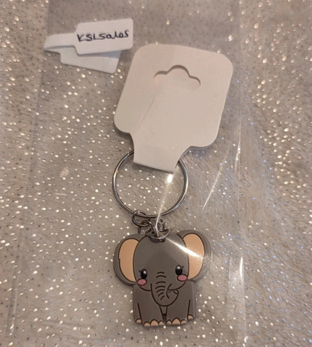 Grey metal elephant - grey, keyring
