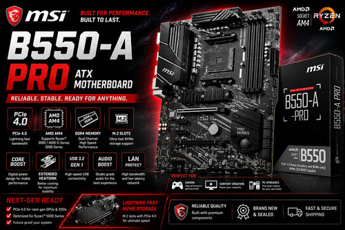 Msi b550 pro atx motherboard - msi, b550-a