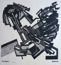 Vortist print from 'Blast War Number' 1915 'War Engine' by  Edward Wadsworth .