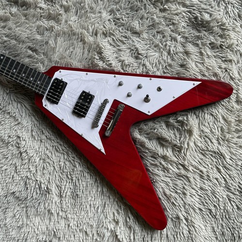 Red flying electric guitar - v,