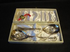 Vintage Viners A1 Silver Plated Fruit Serving Spoons Set - Boxed - Kings Pattern