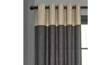 BARGAIN -4 PAIRS Habitat Header Unlined Eyelet Curtains- Charcoal  117cm x 137cm