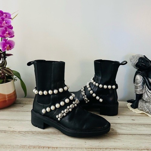 Zara black pearl embellished - black, pearl-embellished