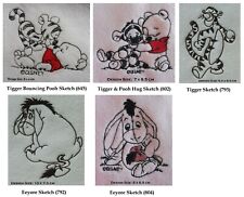Tigger, Eeyore, Pooh Sketch Designs - Embroidered Fleece Baby Blanket