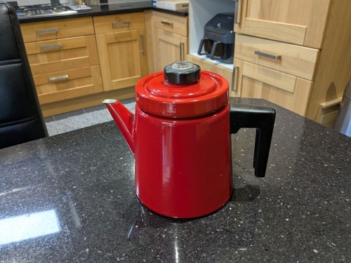 Red enamel coffee - enamel, stove