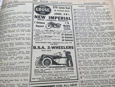 BSA 3 WHEELER NEW IMPERIAL UNIT MOTOR JAMES GROSE MOTORCYCLE MAGAZINE ARTICLE