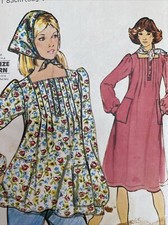 Vtg 70s Butterick 4552  Sewing Pattern Lady’s Smock Top Dress and Scarf Size 10