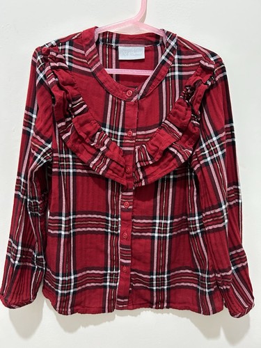 Girls red tartan plaid ruffle - girls,