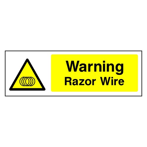 Warning razor wire - sign, or