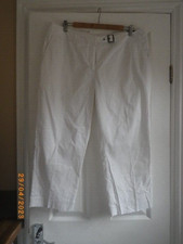 BNWOT BETTY JACKSON BLACK @ DEBENHAMS WHITE CROPPED STRETCH TROUSERS SZ 16 X 23