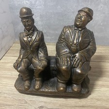Laurel & Hardy Heavy Stone Bronze Effect Statue Ornament 8" Tall Collectable