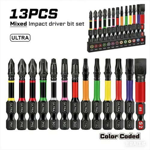 13pcs impact screwdriver bits - screwdriver,
