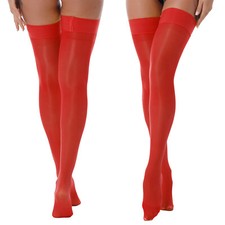 UK Womens Oil Glossy Hold Up Stockings Sheer Solid Color Thigh High Stockings 