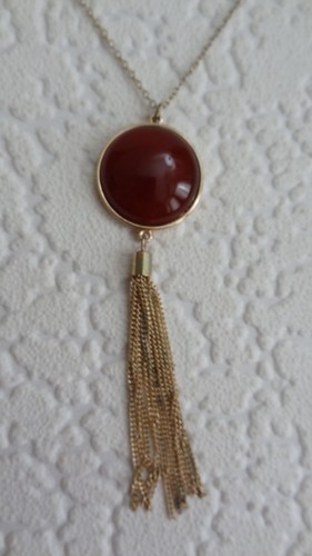 Gold tone lariat necklace - , with