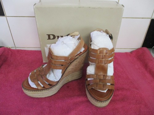 Dune high wedge brown - wedge, leather