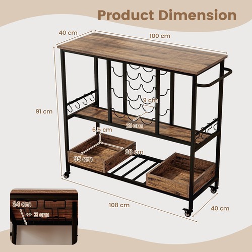 Mobile level bar - cart, with