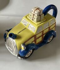 Fitz & Floyd “WOODY  car / wagon “ Teapot - Vintage retro made in Japan yellow