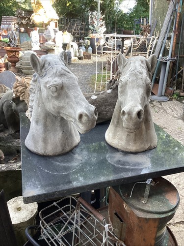 Large pair cast stone horse - large,