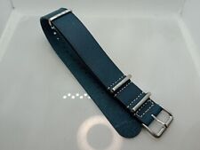 New Zuludiver 22mm Vintage Blue Genuine Leather Military Watch Strap 6A315