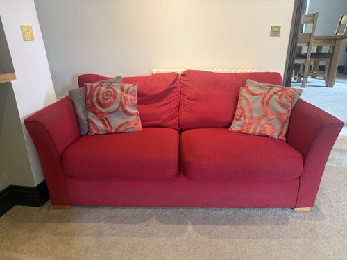 Red seater sofa 190cm wide - 3, sofa,