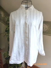 Vintage White French Edwardian Cotton Long Sleeve Blouse Shirt Broidery Anglaise