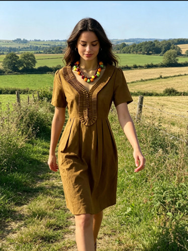 Orla kiely caramel pleat - , neck