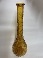 Vintage MCM Empoli Amber Glass Genie Bottle Decanter Drip Italy 15.5” 1970’s