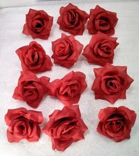 12 x Red Rose Flower Heads Joblot Artificial Christmas Cake Craft See Descript