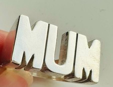 SOLID SILVER MUM RING - SIZE S 1/2 - NEW