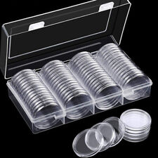 60Pcs 40mm Clear Coin Capsules Holder Container Case with Storage Box Collection