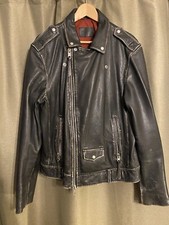 ALL SAINTS HAWLEY Leather Jacket Black Mens Biker XL Moto Celebrity