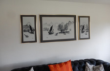 THREE LARGE FRAMED & SIGNED