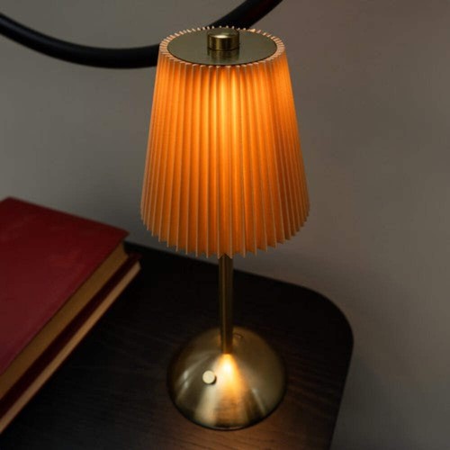 Metal table lamp with pleated - table,